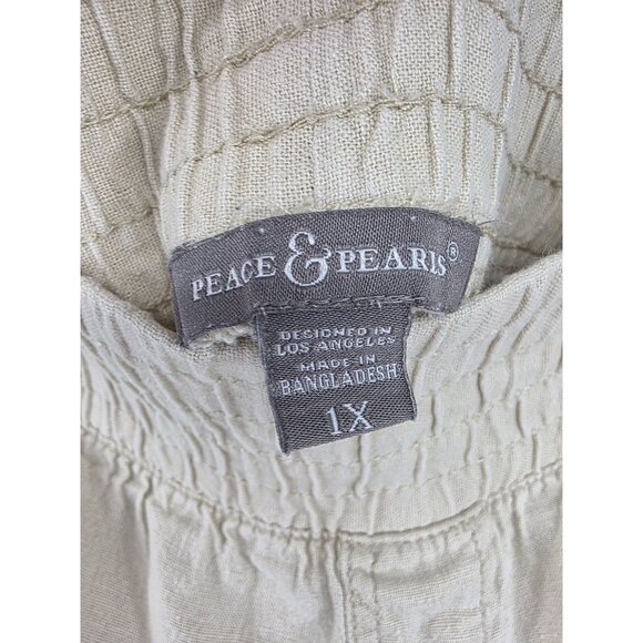 Peace & Pearls 1X Beige Elastic Waist Pants 27" - Picture 2 of 5